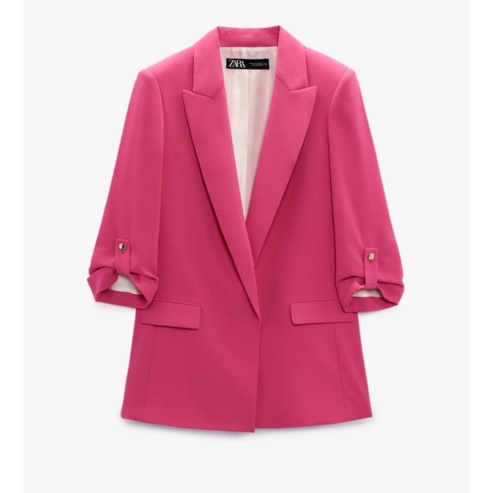 ZARA BLAZER WITH ROLLED UP SLEEVES pink size S